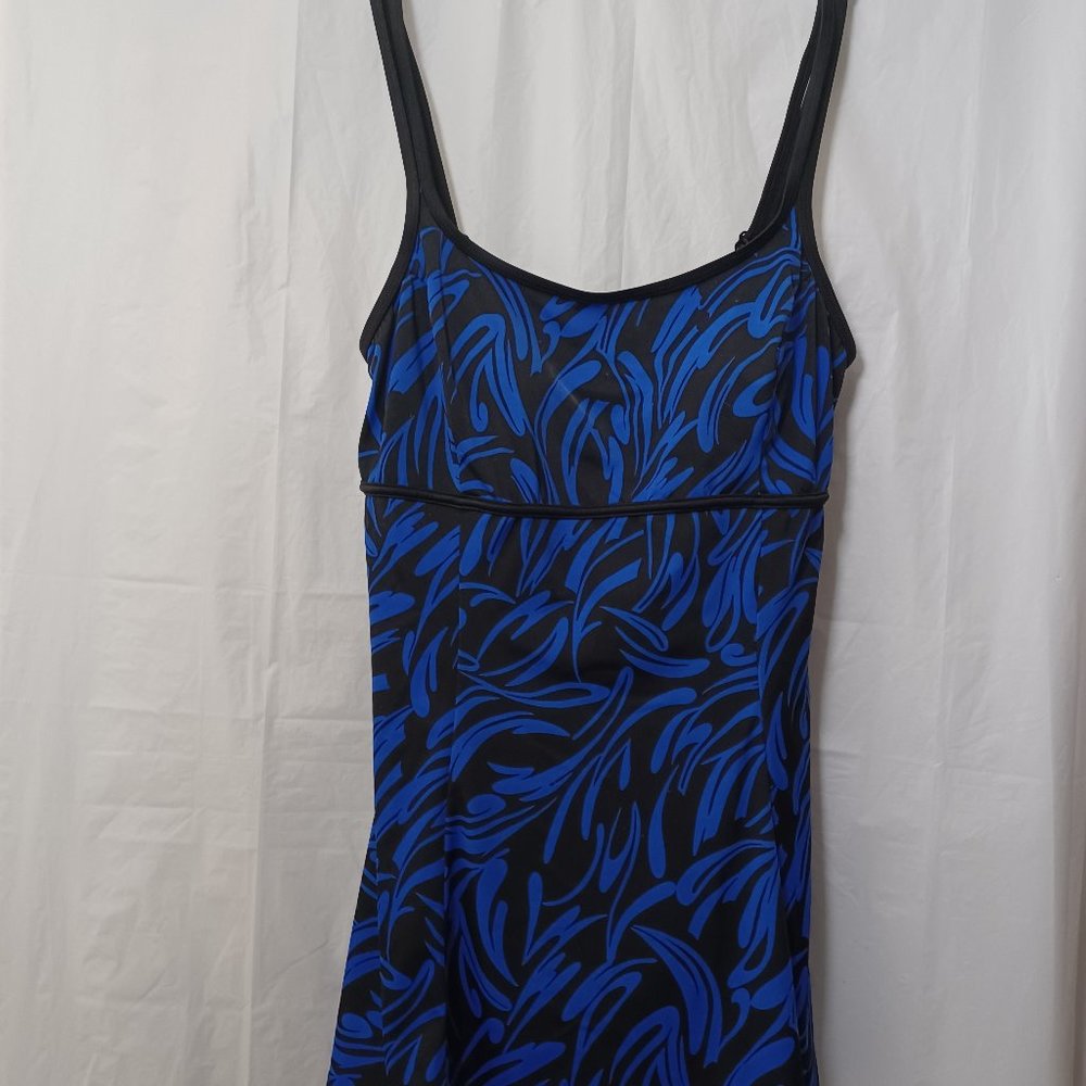 GREAT LENGTHS WOMEN'S SWIMSUIT DRESS BLUE BLACK SIZE 10